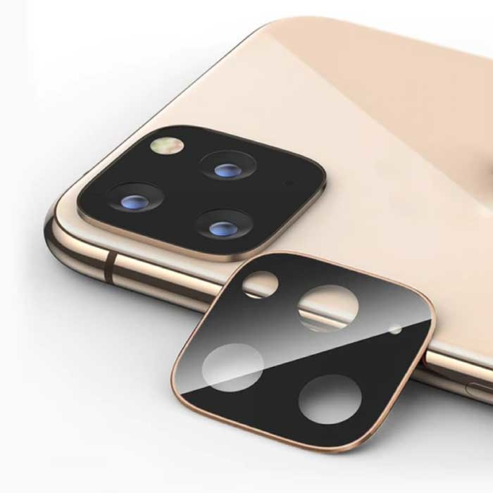 iPhone 12 Camera Lens Cover - Tempered Glass en Metalen Ring Goud