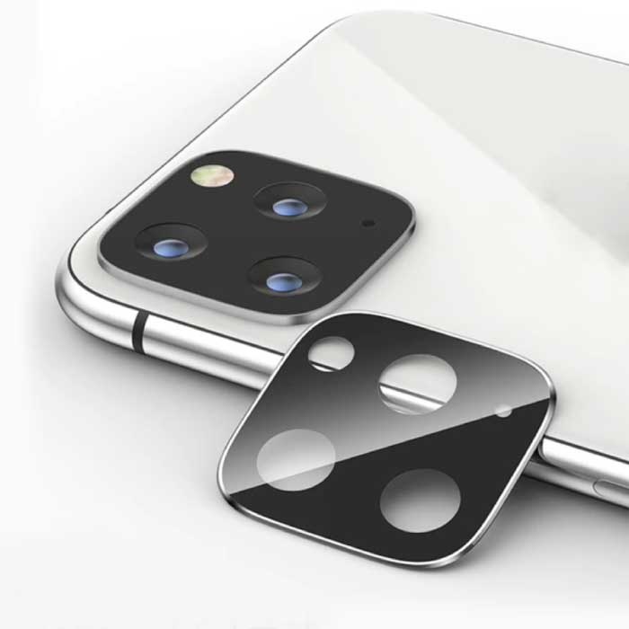 Cover per obiettivo fotocamera per iPhone XS Max - Vetro temperato e anello in metallo bianco