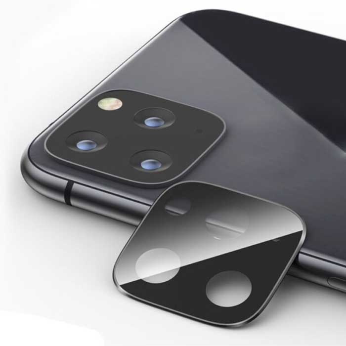 iPhone 12 Pro Camera Lens Cover - Tempered Glass en Metalen Ring Zwart