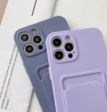 LVOEST iPhone 7 Card Holder - Wallet Card Slot Cover Case Purple