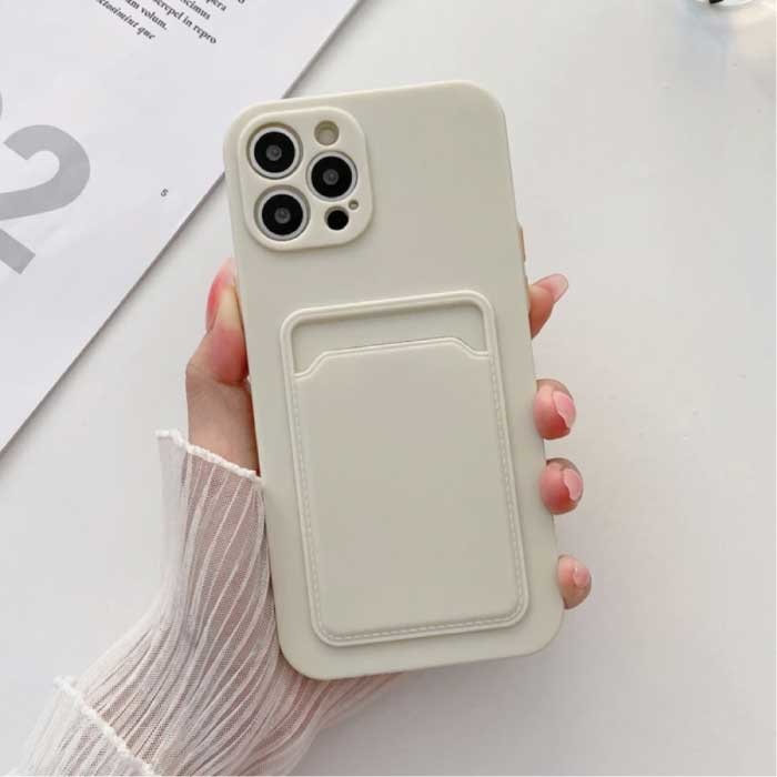 Tarjetero para iPhone 7 - Funda tipo cartera con ranura para tarjetas, color blanco