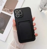 LVOEST Tarjetero para iPhone 7 - Funda negra con ranura para tarjetas tipo billetera