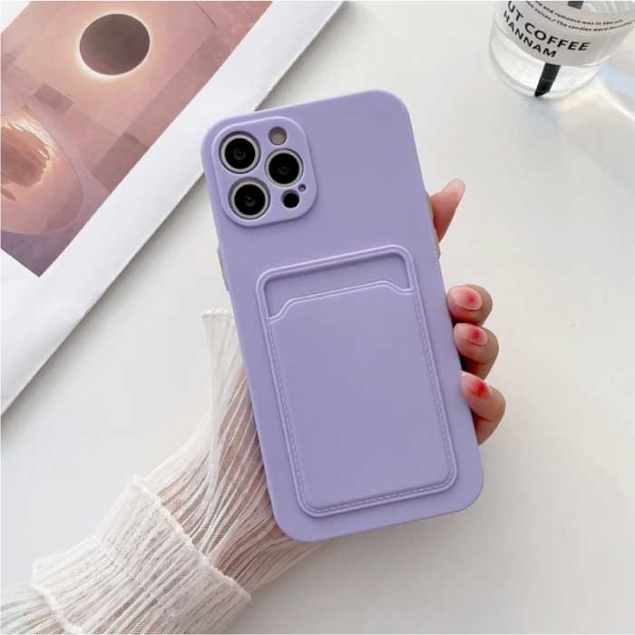 Tarjetero para iPhone XR - Funda tipo billetera con ranura para tarjetas Morado