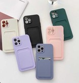 LVOEST iPhone 13 Card Holder - Wallet Card Slot Cover Case Purple