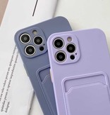LVOEST iPhone 13 Card Holder - Wallet Card Slot Cover Case Purple