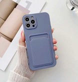 LVOEST iPhone 12 Kartenhalter - Wallet Card Slot Cover Case Grau
