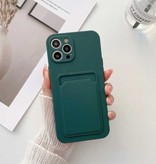 LVOEST Portacarte per iPhone 12 - Custodia a portafoglio con slot per schede verde scuro