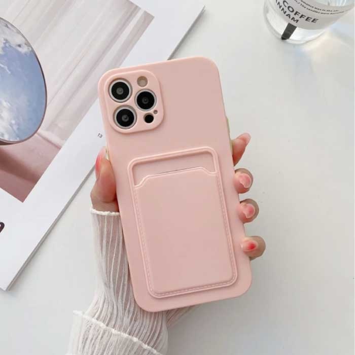 iPhone 13 Pro Card Holder - Wallet Card Slot Cover Case Pink