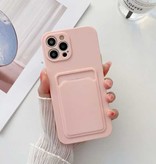 LVOEST Tarjetero para iPhone 13 - Funda tipo cartera con ranura para tarjetas rosa