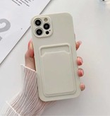 LVOEST iPhone 11 Card Holder - Wallet Card Slot Cover Case White