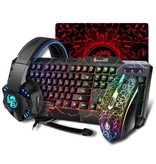 Stuff Certified® Clavier Gaming 4-en-1 / Casque / Souris / Tapis de Souris - 7 Couleurs RVB - QWERTY