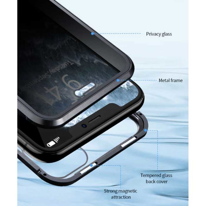 Stuff Certified® Coque iPhone 13 Pro Magnétique Privacy avec Verre Trempé - Coque Intégrale 360° + Protecteur d'écran Or