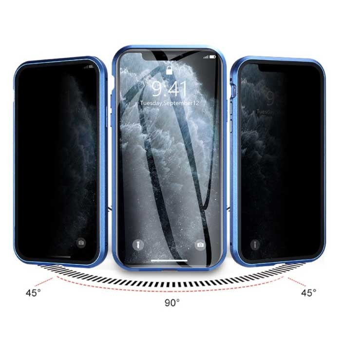 Stuff Certified® Coque iPhone 13 Pro Magnétique Privacy avec Verre Trempé - Coque Intégrale 360° + Protecteur d'écran Or