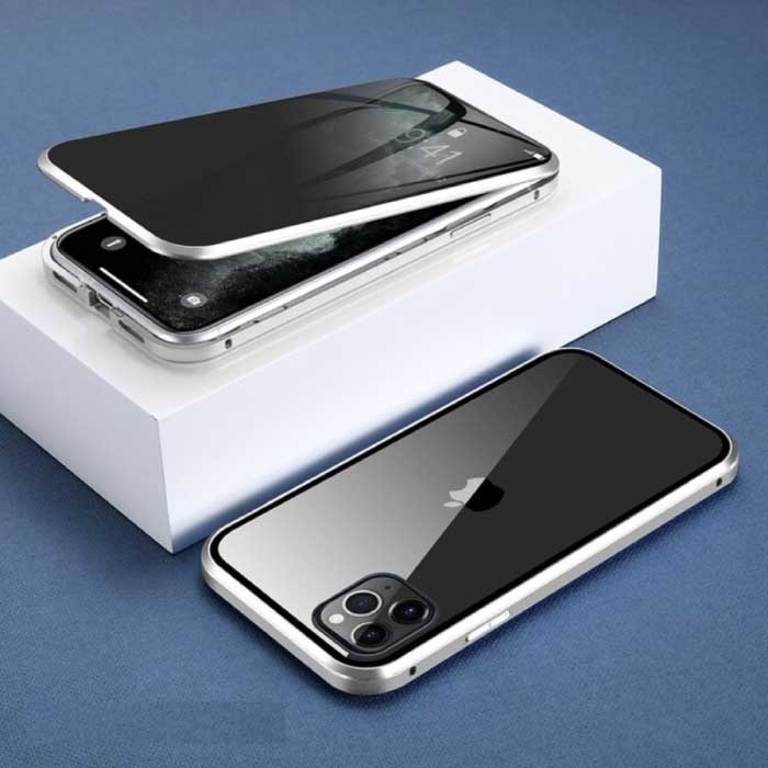 Custodia magnetica per la privacy per iPhone 7 con vetro temperato - Cover per tutto il corpo a 360° + protezione per lo schermo nera - Copy