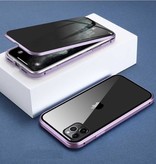 Stuff Certified® Custodia magnetica per la privacy per iPhone 7 con vetro temperato - Cover per tutto il corpo a 360° + protezione per lo schermo rosa