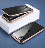 Stuff Certified® Custodia magnetica per la privacy per iPhone 7 con vetro temperato - Cover per tutto il corpo a 360° + protezione per lo schermo color oro