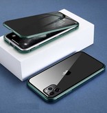 Stuff Certified® iPhone 12 Magnetyczne Etui Prywatne z Hartowanym Szkłem - Pełne Etui 360° + Ochrona Ekranu Ciemnozielone