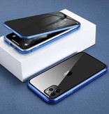 Stuff Certified® iPhone 6 Magnetic Privacy Case mit gehärtetem Glas - 360° Ganzkörper-Schutzhülle + Displayschutzfolie Blau