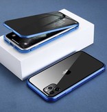 Stuff Certified® Coque iPhone 7 Plus Magnétique Privacy avec Verre Trempé - Coque Intégrale 360° + Protecteur d'écran Bleu