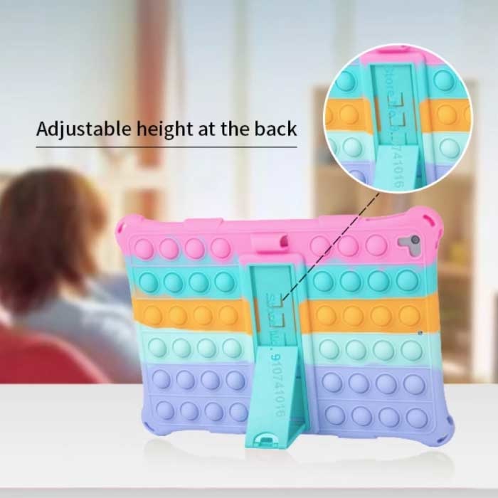 Stuff Certified® Étui Pop It pour iPad 9,7" (2017) avec béquille - Étui à bulles arc-en-ciel