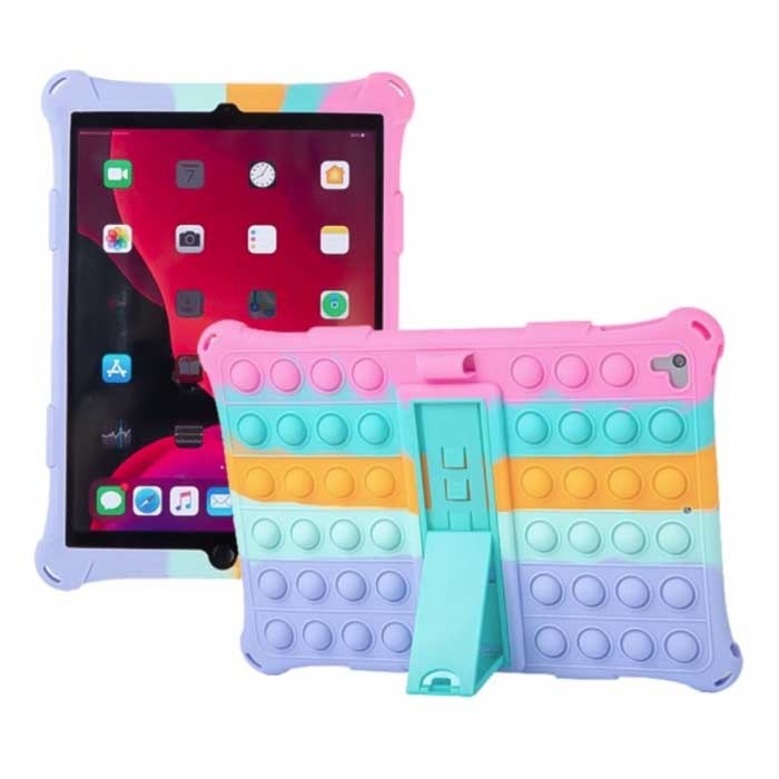 Coque Pop It pour iPad Mini 1 avec béquille - Coque à bulles arc-en-ciel