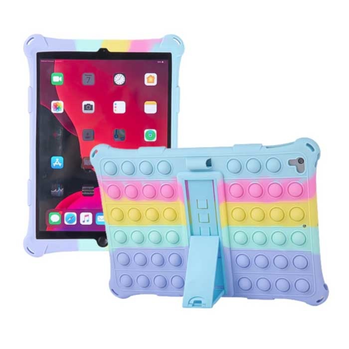 Coque Pop It pour iPad Mini 1 avec béquille - Coque à bulles arc-en-ciel