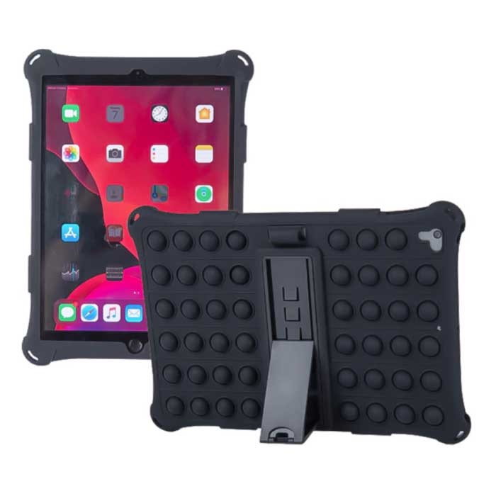 Coque Pop It pour iPad Mini 1 avec béquille - Coque à bulles Noir