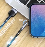 Elough Kabel ładujący USB-C 180° - 1 metr - Kabel do transmisji danych z plecionego nylonu Szary