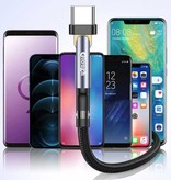 Elough Câble de charge USB-C 180° - 1 mètre - Câble de données de chargeur en nylon tressé Gris