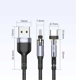 Elough Cable de carga USB-C 180° - 1 metro - Cable de datos de cargador de nailon trenzado gris