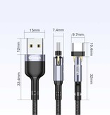 Elough Kabel ładujący USB-C 180° - 1 metr - Kabel do transmisji danych z plecionego nylonu Szary