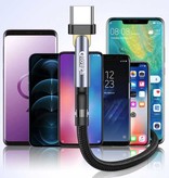 Elough Câble de charge USB-C 180° - 2 mètres - Câble de données de chargeur en nylon tressé Gris