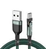 Elough Câble de charge USB-C 180° - 2 mètres - Câble de données de chargeur en nylon tressé Gris