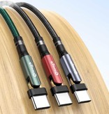 Elough Cavo di Ricarica USB-C 180° - 3 Metri - Cavo Dati Caricatore Nylon Intrecciato Rosso