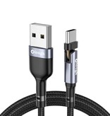 Elough Kabel ładujący USB-C 180° - 3 metry - Kabel danych ładowarki z plecionego nylonu Czerwony