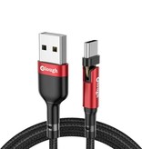 Elough Cavo di Ricarica USB-C 180° - 3 Metri - Cavo Dati Caricatore Nylon Intrecciato Rosso