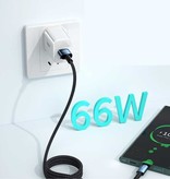 Essager USB-C-Ladekabel 1 Meter – 66 W Stromversorgung – Geflochtenes Nylon-Ladedatenkabel Schwarz