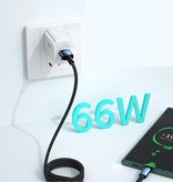 Essager USB-C-Ladekabel 1 Meter – 66 W Stromversorgung – Geflochtenes Nylon-Ladedatenkabel Schwarz