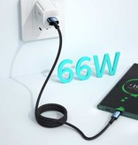 Essager Câble de charge USB-C 1 mètre - Alimentation 66W - Câble de données de chargeur en nylon tressé Noir