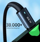 Essager Kabel ładujący USB-C 2 m - 66 W Power Delivery - Kabel do transmisji danych z plecionego nylonu Czarny