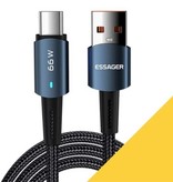 Essager USB-C Charging Cable 2 Meter - 66W Power Delivery - Braided Nylon Charger Data Cable Black