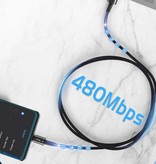 Essager Kabel ładujący USB-C 2 metry - Zasilanie 66 W - Kabel danych do ładowarki z plecionego nylonu Niebieski