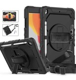 R-JUST Armor Case for iPad 10.2" (2020) with Kickstand / Wrist Strap / Pen Holder - Heavy Duty Cover Case Red