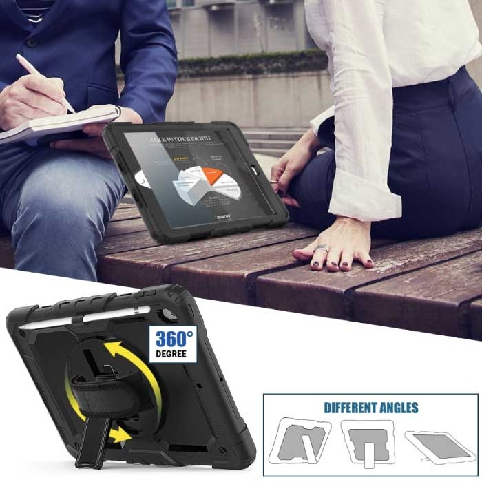 R-JUST Armor Case für iPad 10.2" (2019) mit Kickstand / Handschlaufe / Stifthalter - Heavy Duty Cover Case Grün