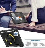 R-JUST Armor Case para iPad 10.2" (2019) con función atril / correa de muñeca / portalápices - Funda resistente azul claro