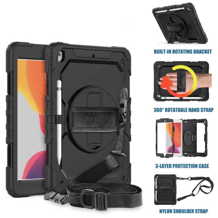 R-JUST Armor Hoesje voor iPad Pro 12.9" (2018) met Kickstand / Polsband / Pennenhouder - Heavy Duty Cover Case Groen