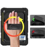 R-JUST Armor Case do iPada 10.2" (2020) z podpórką / paskiem na nadgarstek / obsadką na długopis - Heavy Duty Cover Case pomarańczowy