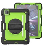 R-JUST Armor Case para iPad Mini 4 con función atril / correa de muñeca / portalápices - Funda resistente verde