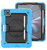 R-JUST Armor Case for iPad Mini 4 with Kickstand / Wrist Strap / Pen Holder - Heavy Duty Cover Case Blue