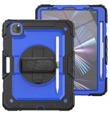 R-JUST Armor Case for iPad Mini 4 with Kickstand / Wrist Strap / Pen Holder - Heavy Duty Cover Case Dark Blue